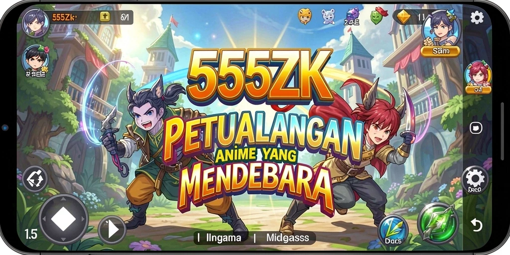 Tampilan gameplay 555ZK yang menarik dengan karakter anime epik.