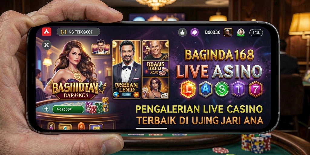 Tangkapan layar gameplay BAGINDA168 menampilkan dealer langsung dan suasana kasino yang menyenangkan.