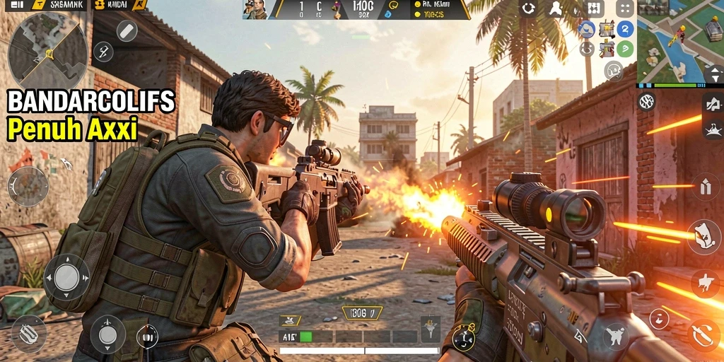 Screenshot menunjukkan pertarungan intens dalam game FPS.