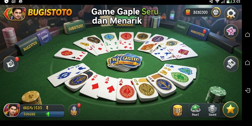 Tampilan utama gameplay <strong>Gaple</strong> di <strong>BUGISTOTO</strong> yang seru dan interaktif.