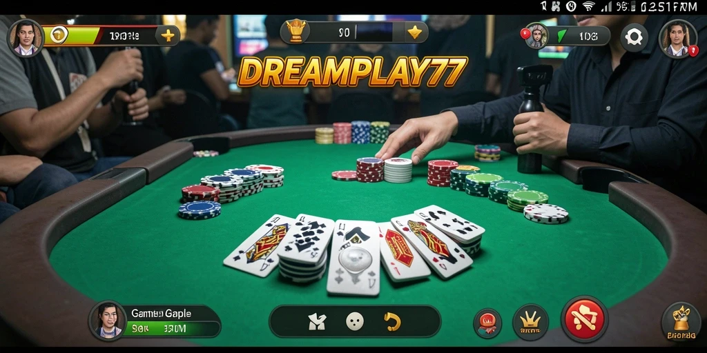 Gambaran gameplay Gaple yang mendebarkan di DREAMPLAY77.