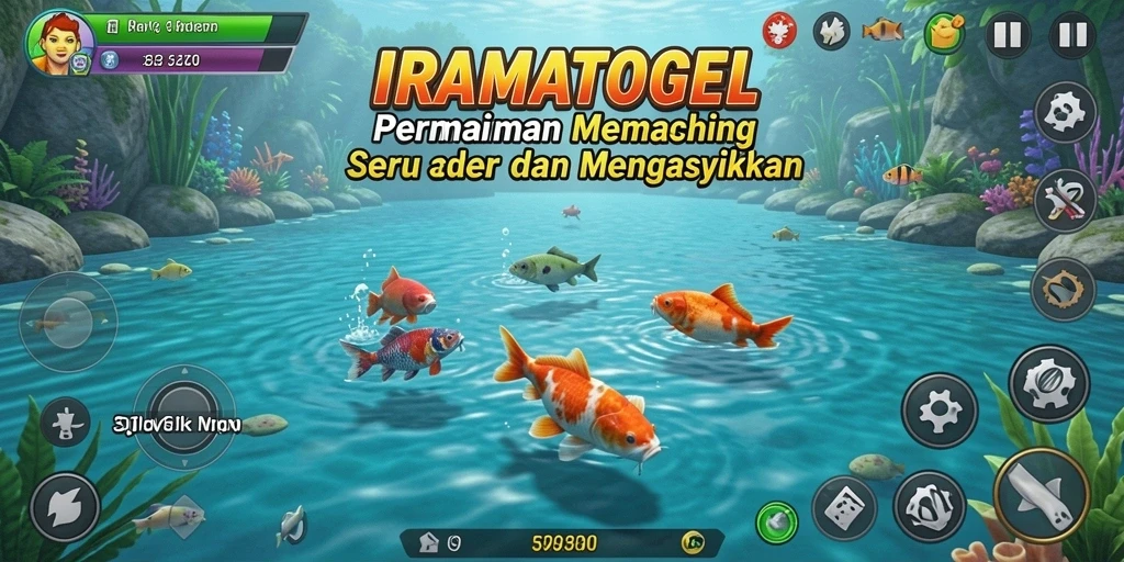 Tampilan gameplay IRAMATOGEL dengan aksi memancing yang seru dan mendebarkan.