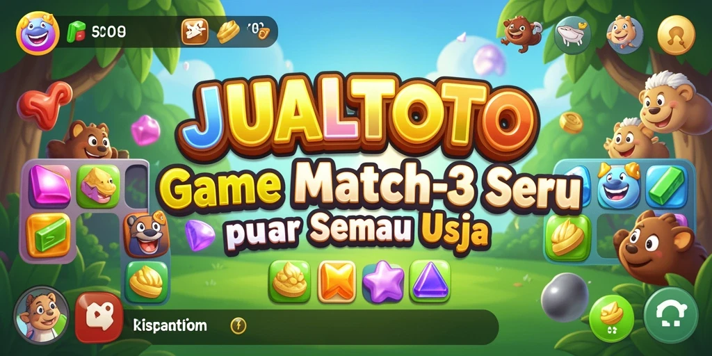Tampilan menarik dari gameplay Match-3 di JUALTOTO.