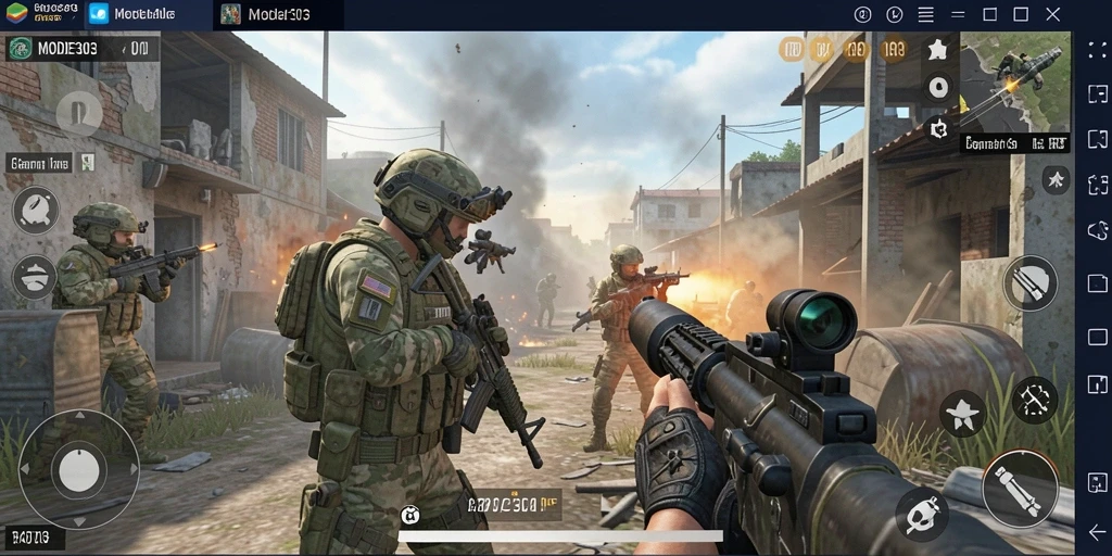 Tampilan gameplay seru dalam mode TPS di MODE303.