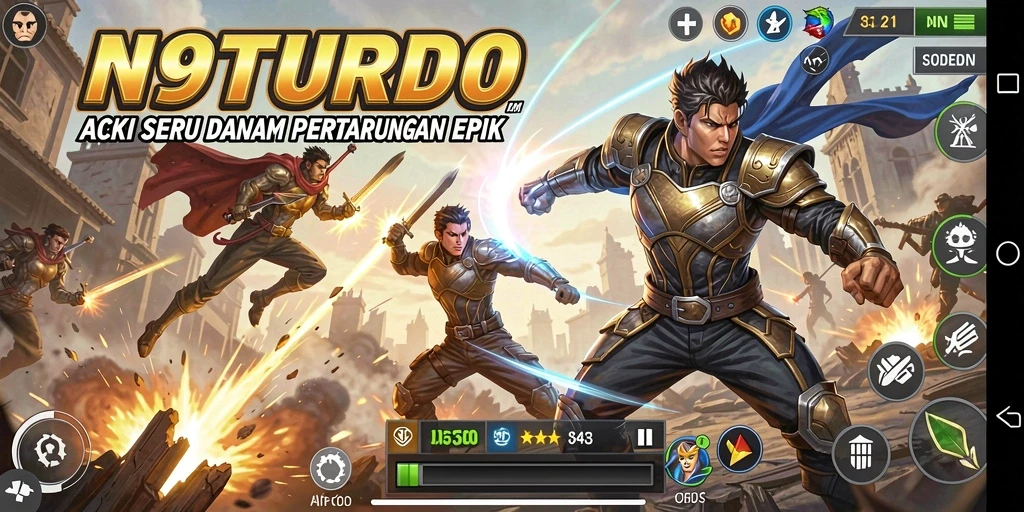 Tampilan mendebarkan dari battle scene N9TURBO yang penuh aksi.