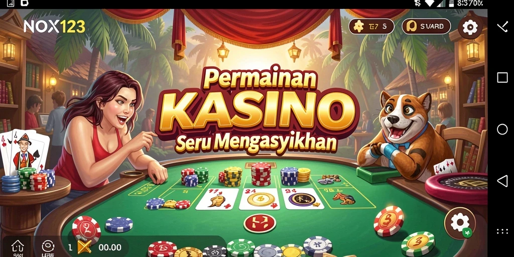 Screenshot gameplay interaktif NOX123 yang menampilkan suasana Kasino.
