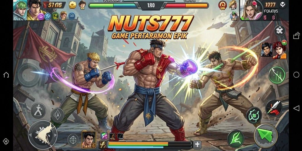 Tangkapan layar menampilkan aksi pertarungan seru dalam NUTS777.