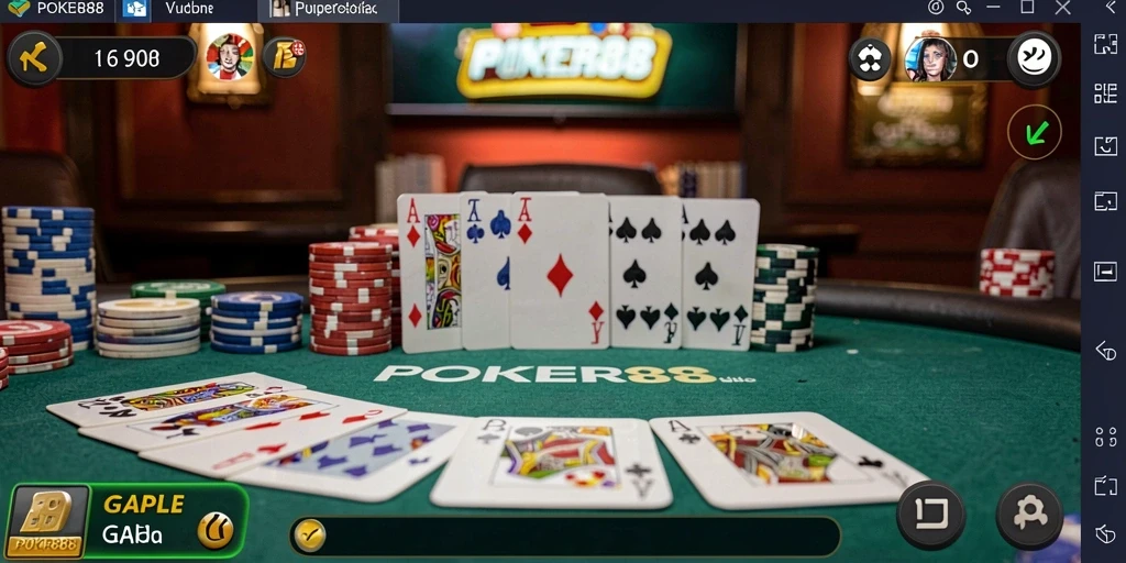 Tampilan gameplay seru POKER88 dalam permainan Gaple.
