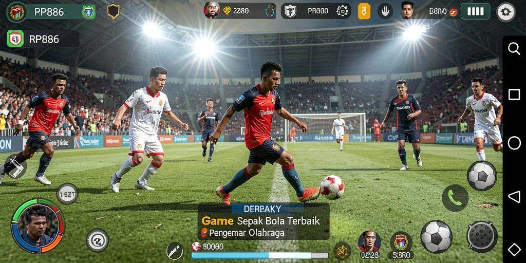 Gameplay menarik dengan grafis sepak bola yang menawan.