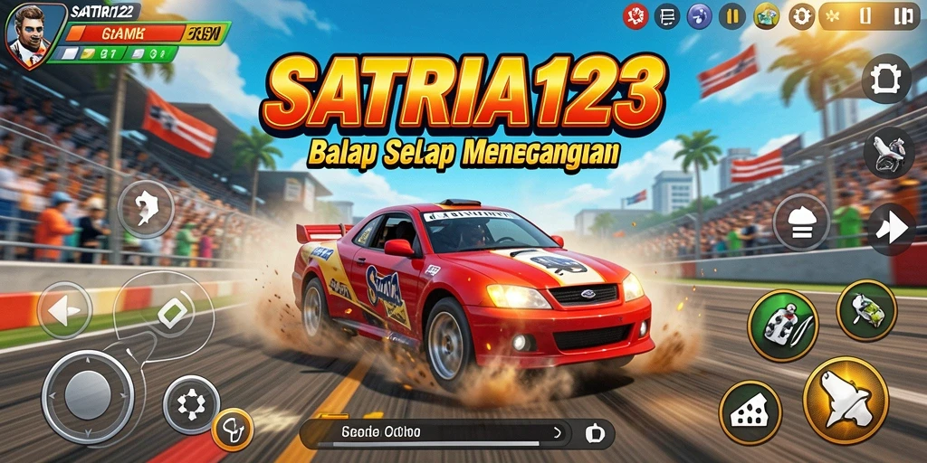 Tangkapan layar SATRIA123 menampilkan aksi balap yang mendebarkan.