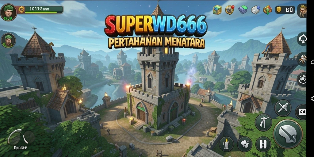 Screenshot gameplay SUPERWD666 yang menampilkan strategi Tower Defense yang seru.