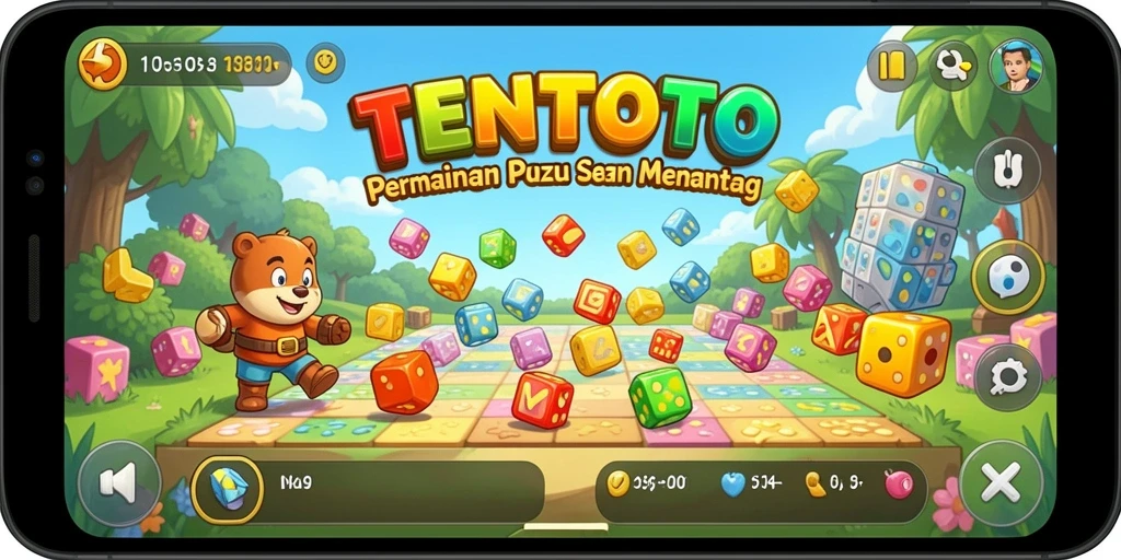 Screenshot gameplay TENTOTO yang menggambarkan tantangan puzzle.