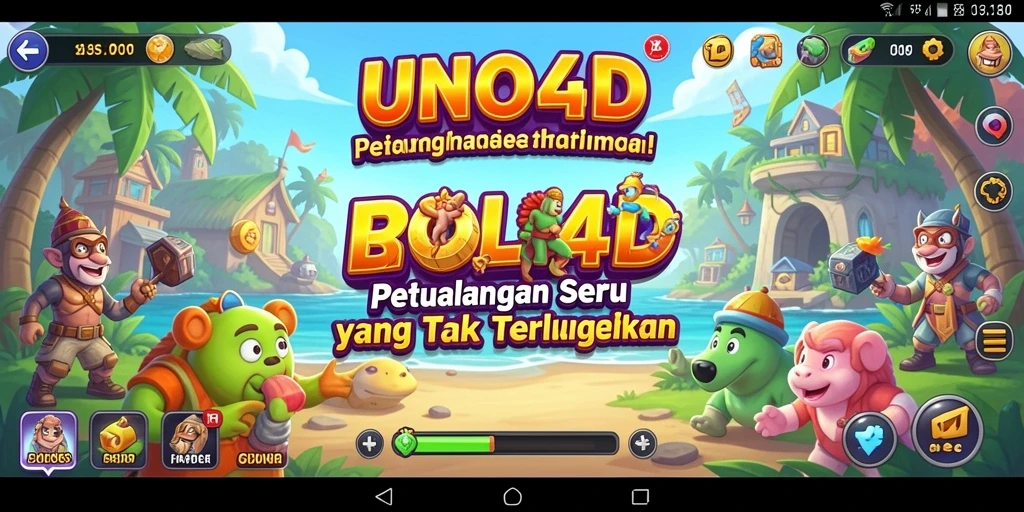 Tangkapan layar utama menampilkan aksi seru dalam petualangan di UNO4D.