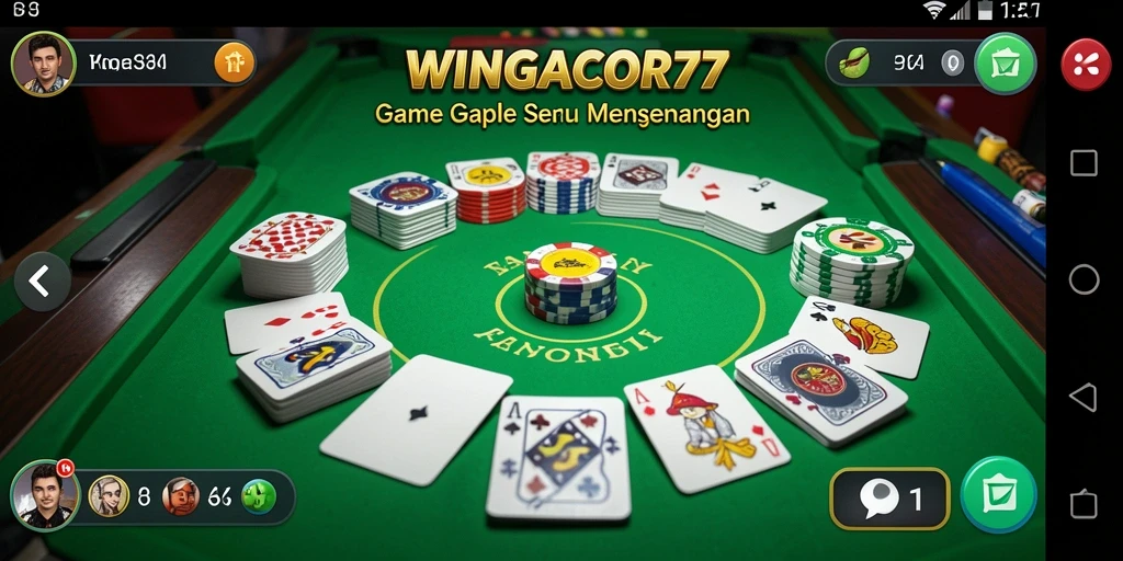 Screenshot gameplay WINGACOR77 menampilkan suasana seru permainan Gaple.